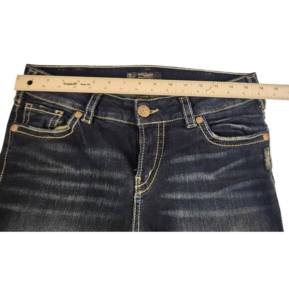 Silver Jeans Co Suki Bermuda Shorts W31/L11 Womens Dark Wash Stretch Distressed - Picture 4 of 16